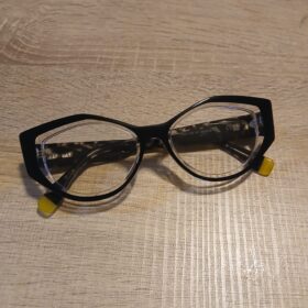 Black and Clear Rounded Rectangle Cateye