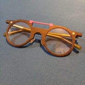 Black Grey Patterned Aviator Rounds with Purple Details