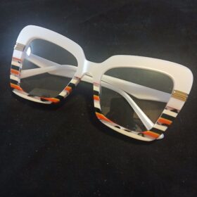 White Butterfly with Orange and Black Stripe Details